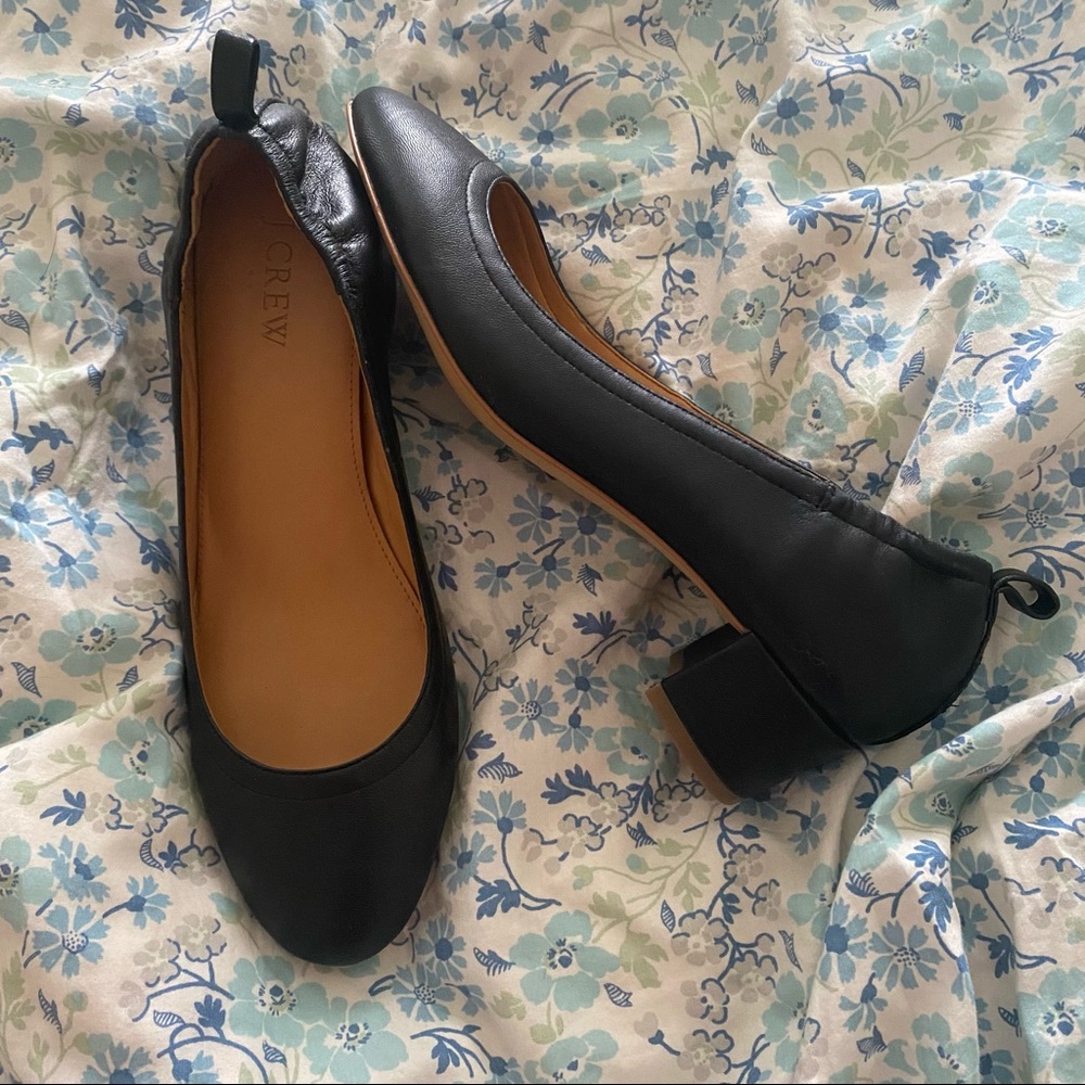 J. Crew Heeled Ballet Flat, Black Size 7!